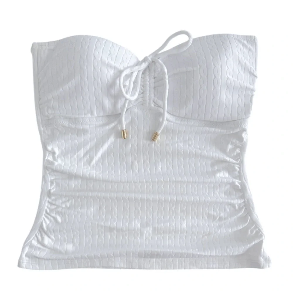 NWOT Tommy Bahama Cable Beach Tie Front Bandini Top - Picture 4 of 11